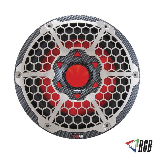 Main product image for DS18 CF-10SUB 10" Hydro Marine Subwoofer Black Carbon Fiber with RGB LEDs 4 Ohm294-8104